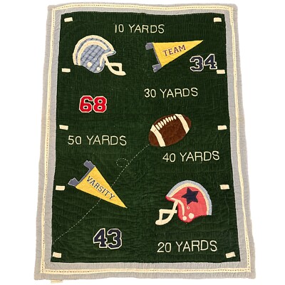 Pottery Barn Kids Football Field quilt Crib Toddler Corduroy Comforter-image