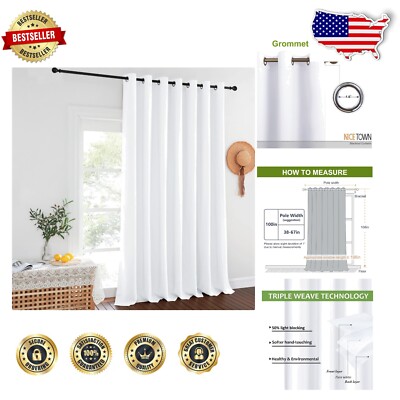 Extra Wide & Long Thermal Insulated Blackout Curtain - 100x108 White Elegance-image