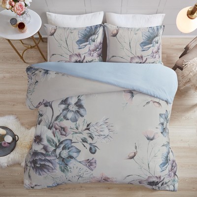 100 Cotton Duvet Set Beautiful Floral Design All Season Breathable Comforter Cov-image