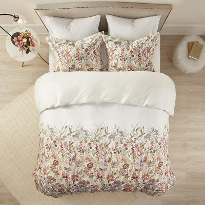 100% Cotton Duvet Floral Watercolor Print, All Season Comforter Cover Modern Far-image