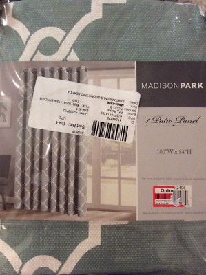 Madison Park Westmont Fretwork Print Grommet-Top Patio Panel Seafoam 100 X 84-image