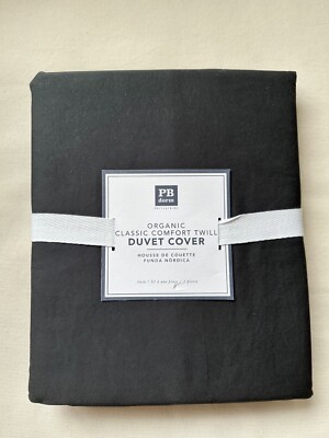 Pottery Barn Dorm Teen Organic Classic Comfort Duvet Cover Twin Black-image