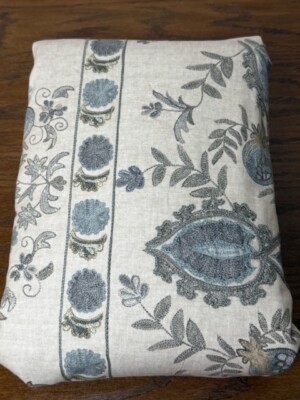 NEW-Pottery Barn Queen Lilah Suzani Duvet Cover, Chambray Multi-image