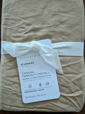 POTTERY BARN Set of 2 Tencel Casual Essential Shams-Std-Tumbleweed - NWT-image
