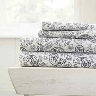 Ienjoy Home The Farmhouse Chic Premium Sheet Set King Coarse Paisley 4-Pc BED59-image