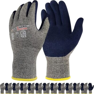 13Gauge Utility Work Gloves Polyester Latex Crinkle Palm Dipped Gloves  12 Pairs-image