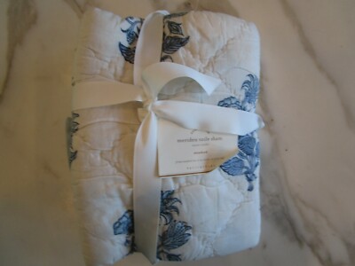 1 Pottery Barn Meriden Voile quilted sham standard  blue New w tags-image