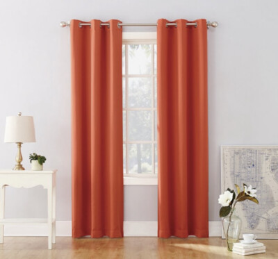 84 by 40 inch Riley Kids Blackout Curtain Panel Set Orange Sun Zero New-image