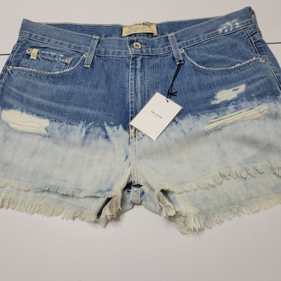 Big Star Jean Shorts Women Large Blue Cloud 9 Dip Dye High Rise Regular Straight-image