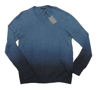 John Varvatos Collection Men's Marine Blue Kane Dip-Dyed V-Neck Sweater-image