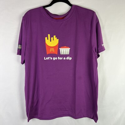 Vintage McDonald's Purple T-shirt Let's Go For A Dip Fries Ketchup Employee LG-image