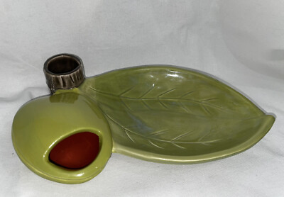Vintage Modern Elven Arts Avocado Shaped Green Large serving dish & covered dip-image
