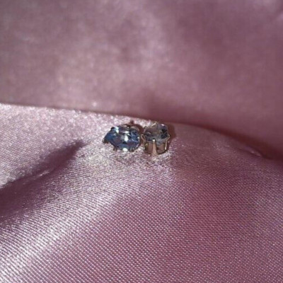 6MM X 4MM  PEAR SHAPE AQUAMARINE STUDS IN .925 STERLING SILVER-image