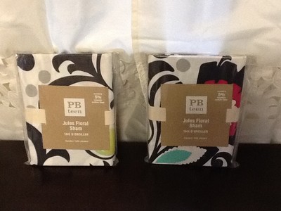 Pottery Barn Teen Jules Floral Sham set/2 Black White fuchsia -image