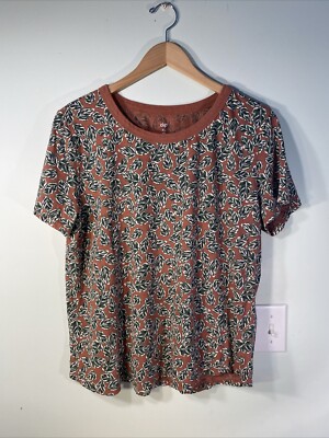 Dip Organic Cotton Tee Shirt Womans XL Brown Green Leaf Nature GORP core Outdoor-image