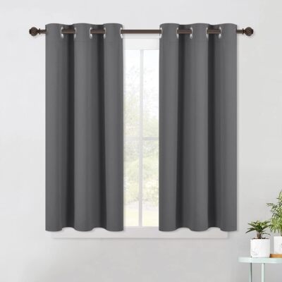 NICETOWN Grey Kitchen Blackout Short Curtain Panels for Bedroom, Thermal Insu...-image