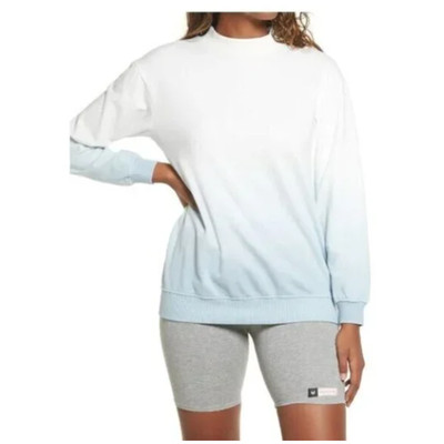 BP. Women's Dip Dye Crewneck Cotton Blend Sweatshirt in Blue White $49-image