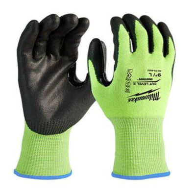 Milwaukee 48-73-8922 High Visibility Polyurethane Dipped Cut Level 2 Gloves LRG-image