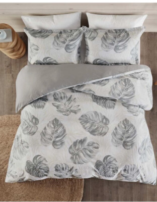New Madison Park Coraline Gary Printed Seersucker Palm Full/Queen Duvet Cover 3p-image