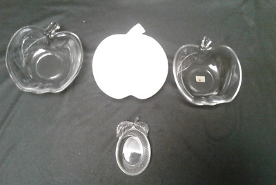 3 Apple Shaped Glass Bowls Set Clear and white with pineapple  bowl-image