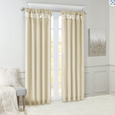 Madison Park Twist Tab Lined Window Curtain Panel 50in x 84in Emilia Ivory-image