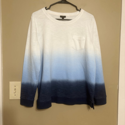 Talbots Women’s Pocket Crewneck Dip Dye Crewneck Sweatshirt Petite Large-image
