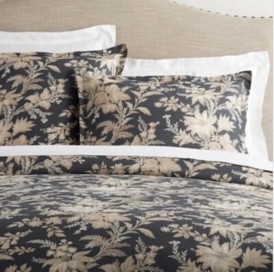 Pottery Barn Augustine Belgian Flax Linen F/Q Duvet W/2 Std Shams-image