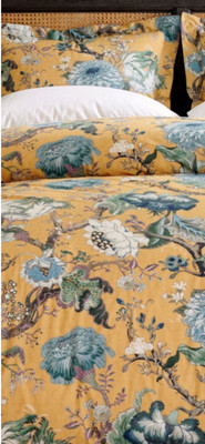 Pottery Barn YELLOW DAHLIA FLORAL Duvet Full/Queen NWOT-image