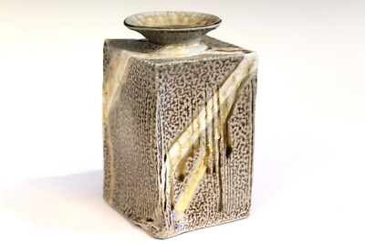 Jon Faulkner Bermuda Studio Pottery Square Vase Stoneware Vintage Slab Built-image
