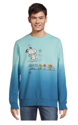 Peanuts Men’s Happiness Dip Dye Crewneck Sweatshirt Long Sleeves Large-image