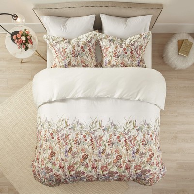 100% Cotton Duvet Floral Watercolor Print, All Season Comforter Cover Modern ...-image