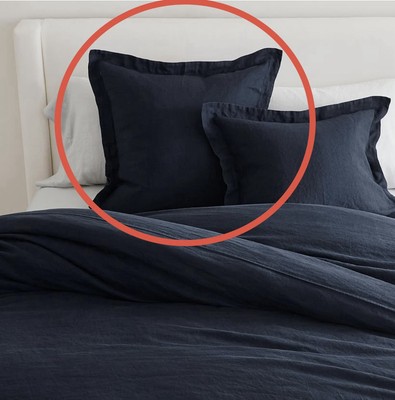 2 Pottery Barn BELGIAN FLAX LINEN Euro Shams In Midnight -Deep Navy Blue  EUC-image