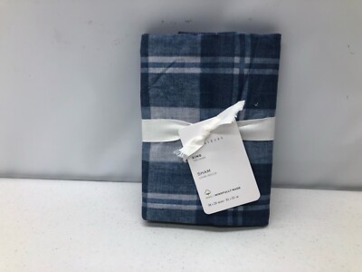 NEW Pottery Barn Turner Plaid Print Organic Percale KING Sham~Blue Multi-image