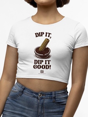 Churro Dipping Chocolate Artwork - Fun Dessert Lover Women's Crop Tee-image