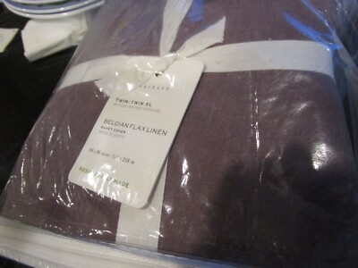 Pottery Barn Belgian Flax Linen  Duvet twin xl  fig New w tags-image