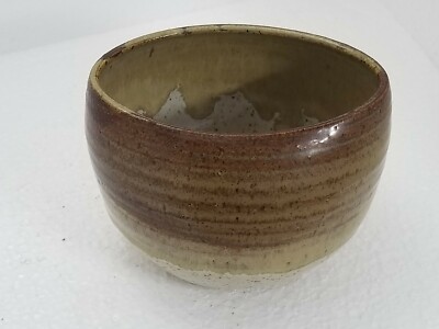 KATHY Adler Studio Art Pottery brown tri color planter vase bowl oval 3 1/2