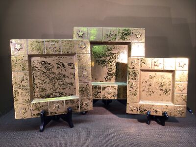 Set 3 Studio Art Gold Flake Square Shaped Wall, Table Top Or Vertical Displays-image