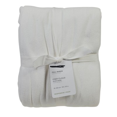 Pottery Barn Cozy Cloud Duvet Cover Full / Queen White Open Box New-image