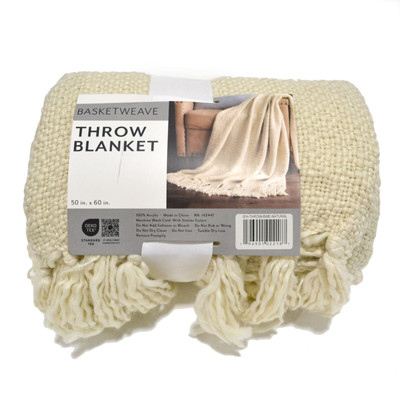 Ienjoy Home Basketweave Throw Blanket Fringe 50