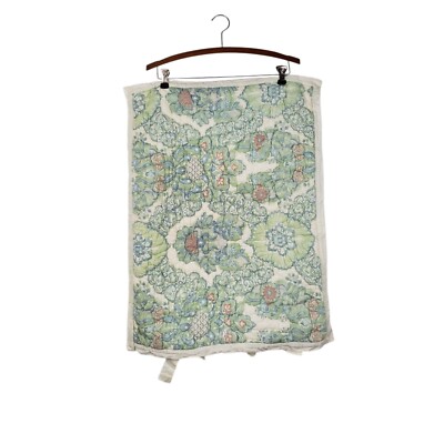 Pottery Barn Standard Pillow Cover Sham Pastel Floral Popcorn Quilted Blue Green-image