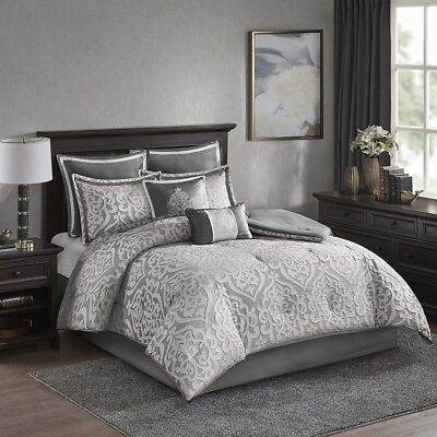 Madison Park Odette Comforter Set Jacquard Damask Medallion Design-image