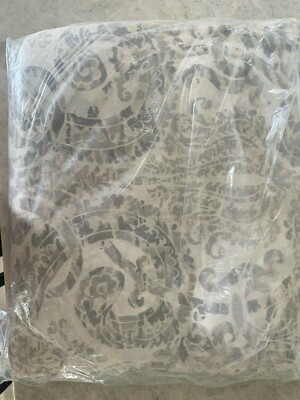 Pottery Barn Samantha Damask Sateen FULL QUEEN duvet cover GRAY-image