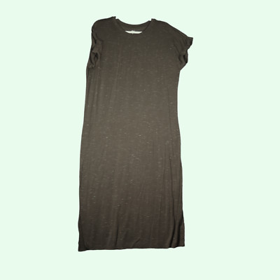 Dip Maxi T Shirt Dress Womens L Heathered Green Cuffed Sleeves Sundress-image