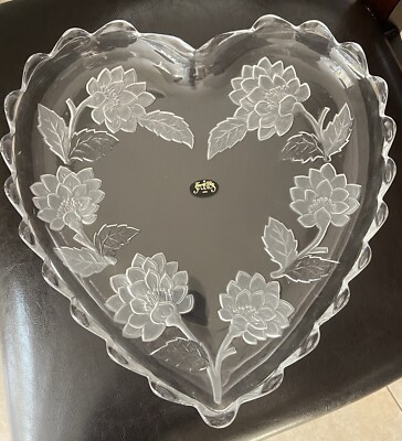 Vtg Crystal Glen Studios Heart Chrysanthemum Serving Platter NEW-image