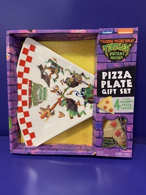 Teenage Mutant Ninja Turtles Mutant Mayhem Pizza-Shaped Plate + Gummies. NEW-image