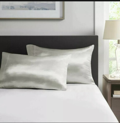 Madison Park Essentials Polyester Solid Satin Pillow Case MPE21-919 Standard New-image