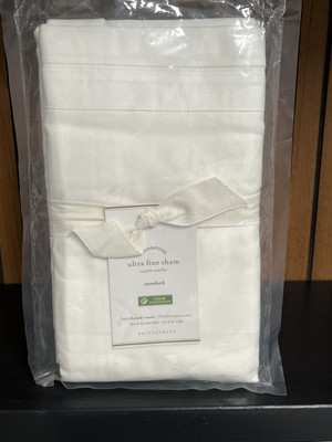 Pottery Barn White 700 Thread Count Ultra Fine Sateen Sham Standard 26 x 20” NWT-image