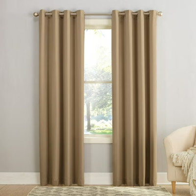 Sun Zero Madison Grommet Top Darkening Window Curtain Panels 54 X 108 Taupe-Pair-image