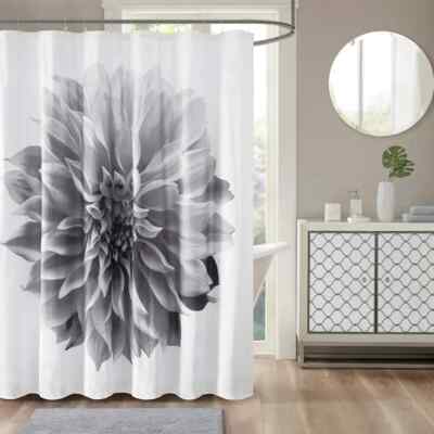 Printed Floral Cotton Shower Curtain For Bathroom-image
