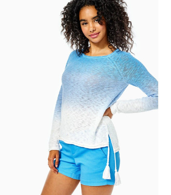 Lilly Pulitzer Womens Jody Sweater Zanzibar Blue Dip Dye Ombre Size Large-image